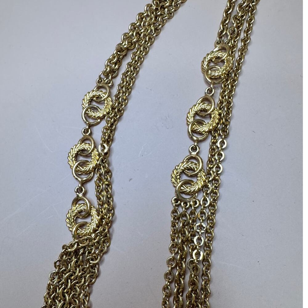 Vintage Monet Multi strand Necklace Link Chain With Wreaths - Picture 7 of 9